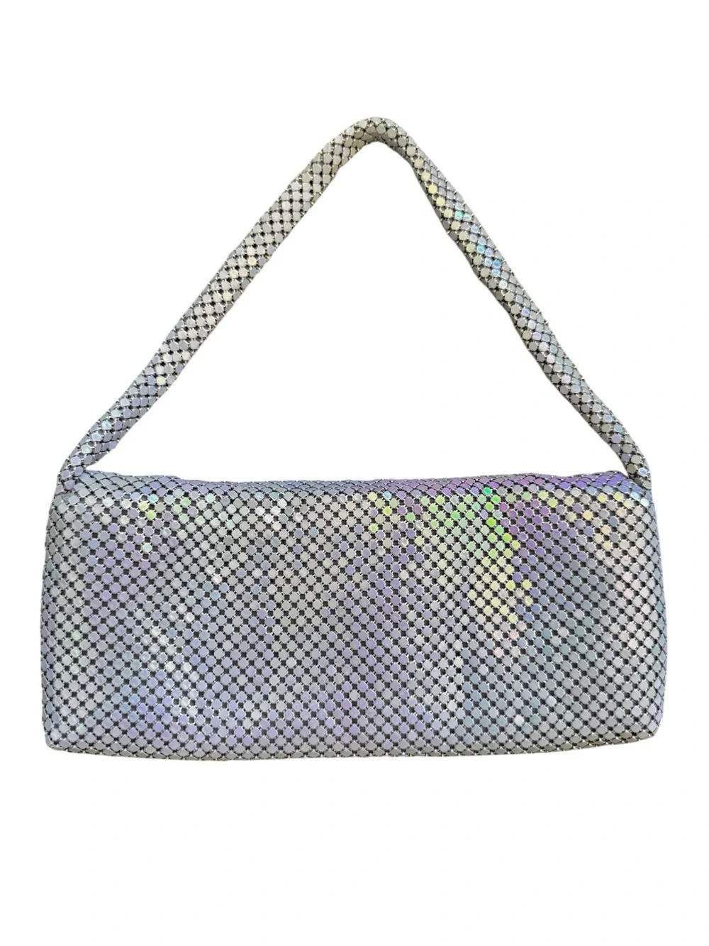 y2k Iridescent Purple Mesh Evening Shoulder Bag